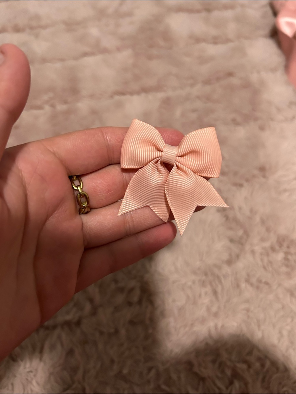 Peach Grosgrain Bow Hair Clip